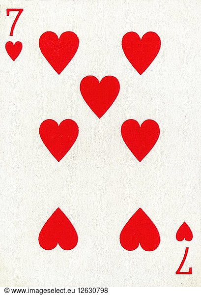 Herz 7 aus einem Kartenspiel von Goodall & Son Ltd.  um 1940. Künstler: Unbekannt.