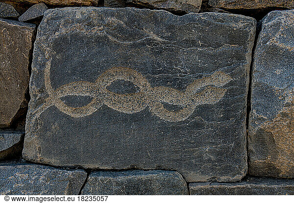 Hieroglyphics of snakes at Al-Ukhdud Archaeological Site in Najran  Saudi Arabia