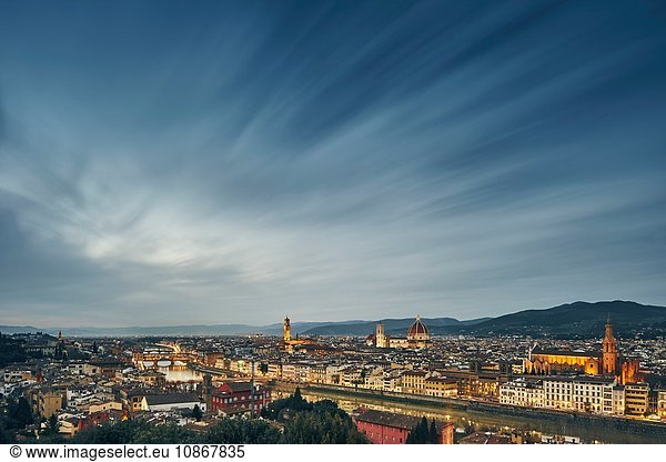 High angle cityscape from Piazzale Michelangelo  Florence  Italy