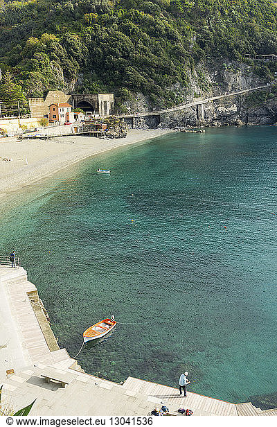 High angle view of beach at Cinque Terre