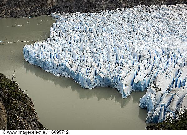 High angle view of Glacier Grey  Torres del Paine National Park  Patagonia  Chile