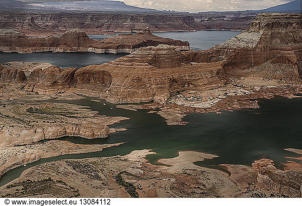 High angle view of river by rock formations at Grand Staircase-Escalante National Monument