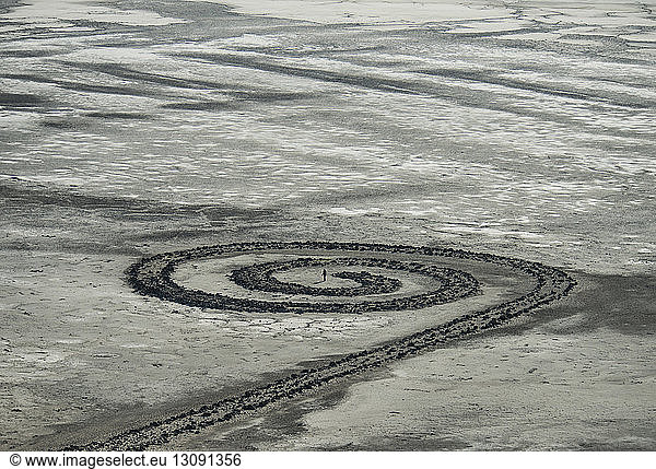 High angle view of Spiral Jetty