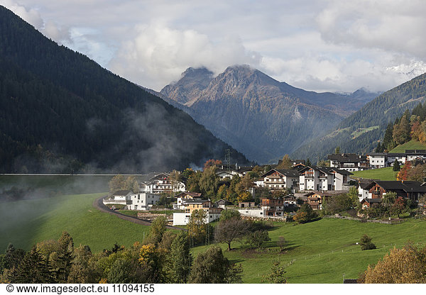 High angle view of townscape in Ulten valley (Ultental)  Eastern Alps  South Tyrol  Italy