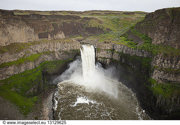 High angle view of waterfall at Palouse Falls State Park