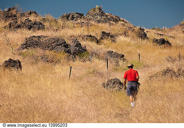 Hiker  Lava Beds National Monument  CA