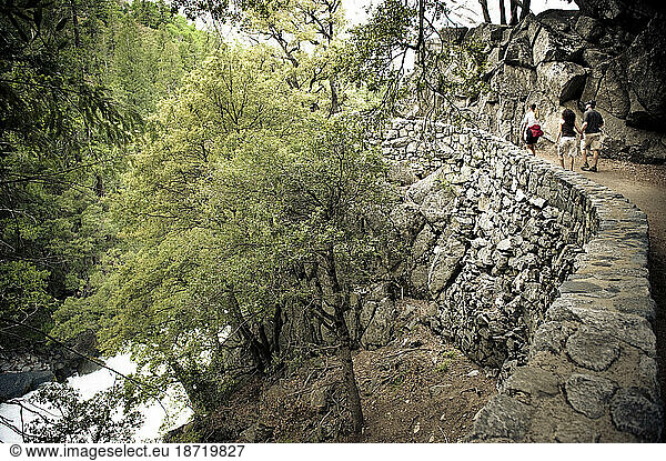 Hiking along the Mist Trail below Vernal Falls in Yosemite  June 2010.