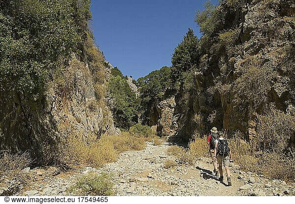 Hiking  Imbros Gorge  Crete  Greece  Europe