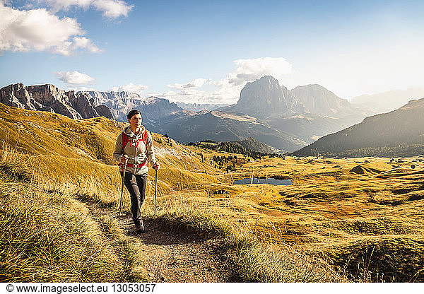 Hiking in Puez-Geisler  around Geislergruppe  Dolomites  Trentino-Alto Adige  Italy