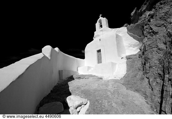 Hill top Orthodox cave church above Naxos Thira  Naxos Island  Greek Cyclades Islands