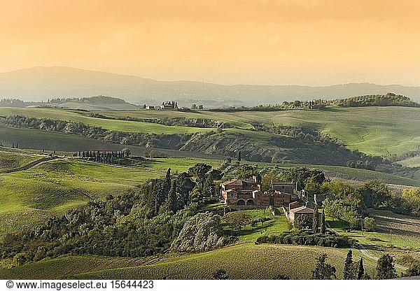 Hilly landscape  Crete Senesi  Tuscany  Italy  Europe