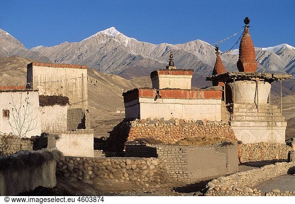 Himalaya Nepal Mustang Mountain Asia Chorten Stupa