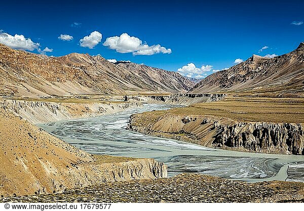 Himalayan landscape in Himalayas along Manali-Leh highway. Himachal Pradesh  India  Asia