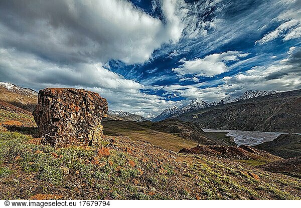 Himalayan landscape in Spiti valley. Himachal Pradesh  India  Asia