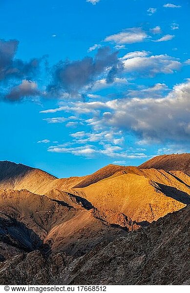 Himalayas Zanskar mountain range on sunset  Leh  Ladakh  India  Asia