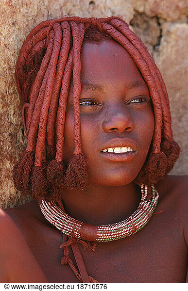 Himba Woman  Village near Serra Cafema Wilderness Safaris at Kunene River  Kunene Region  Namibia