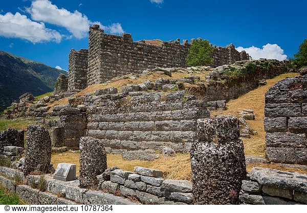 hinter Wand Wohnhaus Ruine antik Epirus Griechenland