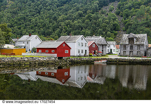 Historic houses in Laerdal  Vestland county  Norway  Scandinavia  Europe