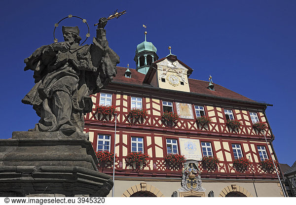 Historic Town Hall of Bad Staffelstein  Lichtenfels region  Upper Franconia  Bavaria  Germany  Europe