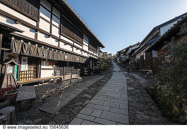 Historic village on Nakasend? street  Traditional houses  Magome-juku  Magome  Kiso Valley  Japan  Asia
