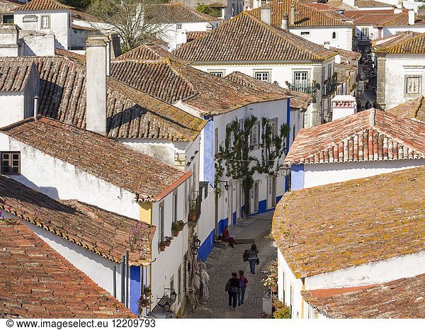 Historische Kleinstadt Obidos mit einer mittelalterlichen Altstadt  eine Touristenattraktion nördlich von Lisboa Europa  Südeuropa  Portugal.