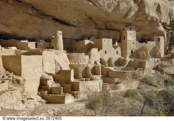 Historische Wohn- und Kultstätte der Ancestral Puebloans  Cliff Palace  Teilansicht  um 1200 n. Chr.  Mesa Verde National Park  Colorado  USA