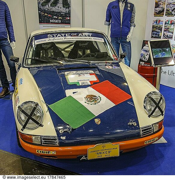 Historischer klassischer Oldtimer Classic Car Porsche 911 für Autorennen Carrera Panamericana Mexico  Messe Techno Classica  Essen  Nordrhein-Westfalen  Deutschland  Europa