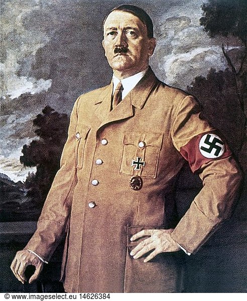 Hitler  Adolf  20.4.1889 - 30.4.1945  deut. Politiker (NSDAP)  Reichskanzler 30.1.1933 - 30.4.1945  Halbfigur  GemÃ¤lde  1930er Jahre