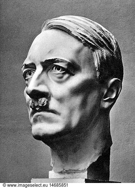 Hitler  Adolf  20.4.1889 - 30.4.1945  deut. Politiker (NSDAP)  Reichskanzler 30.1.1933 - 30.4.1945  Portrait  BÃ¼ste von Arno Breker  1938