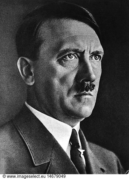 Hitler  Adolf  20.4.1889 - 30.4.1945  deut. Politiker (NSDAP)  Reichskanzler 30.1.1933 - 30.4.1945  Portrait  nach GemÃ¤lde  Ausschnitt