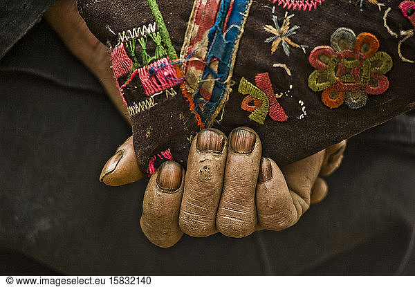 Hmong tribal woman's with dirty nails
