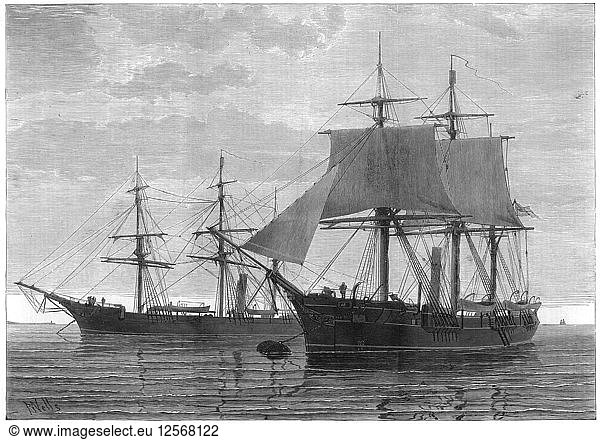 HMS Discovery und HMS Alert  britische Arktis-Expedition  1875.Künstler: Wells