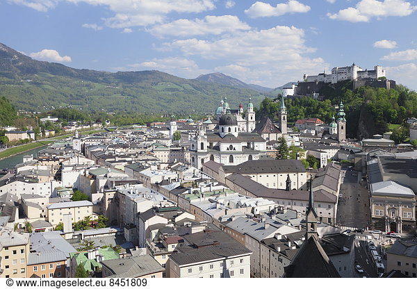 hoch  oben  Europa  Stadt  Festung  Ansicht  Flachwinkelansicht  UNESCO-Welterbe  Winkel  Österreich  alt  Salzburg  Salzburger Land