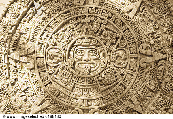hoch  oben  nahe  Stein  schnitzen  Azteken  Kalender