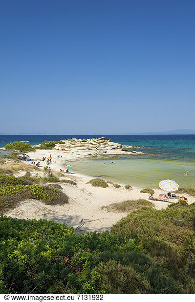 Hochformat Landschaftlich schön landschaftlich reizvoll Europa Urlaub Tag europäisch Strand Küste Reise Meer Sandstrand Griechenland