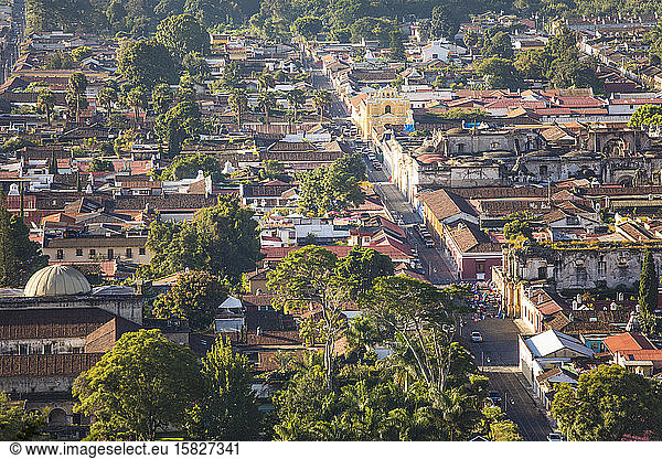 Hochwinkelaufnahme von Antigua  Guatemala.