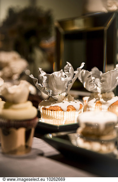 Hochzeit grüßen Close-up Dekoration Silber cupcake
