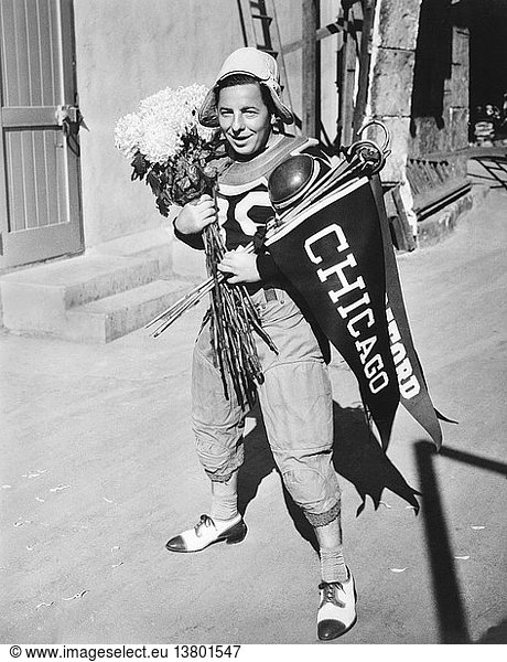 Hollywood  California: October  1936 Vaudeville comedian Joe Penner has his own idea what a sports fan should look like.