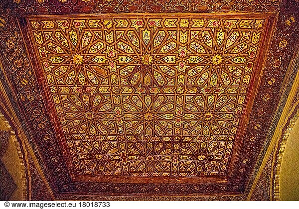 Holzdecke  Alcázar  Sevilla  Sevilla  Andalusien  Spanien  Europa