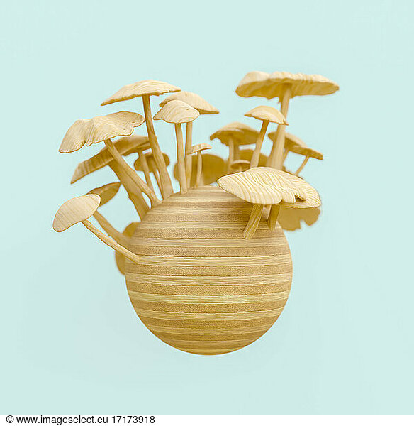 Holzpilze Skulptur  3d Rendering