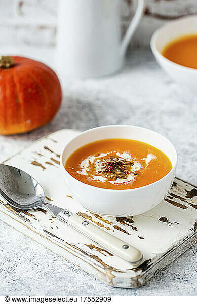 Homemade pumpkin cream soup