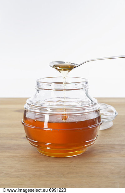 Honig  honigglas  auf lo®ffel