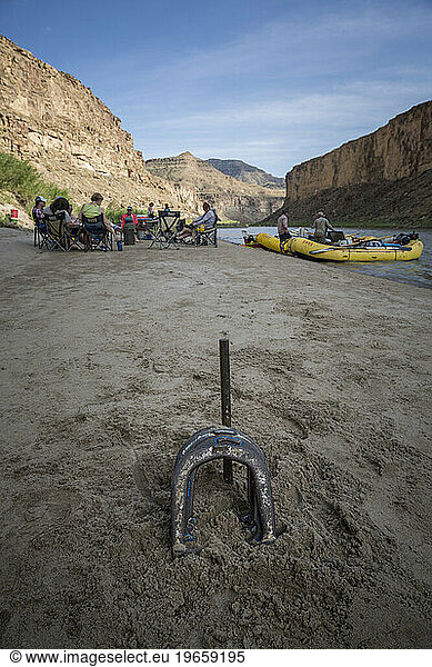 Horseshoes on riverbank  Utah  USA