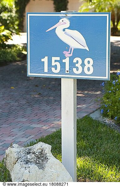 House number of a villa on Sanibel Island/ house number  Sanibel Island  Florida  USA  North America
