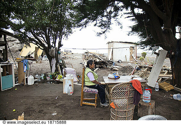 Houses are destroyed in Curanipe  Chile after an 8.8 earthquake and subsequent tsunami struck this coastal town.