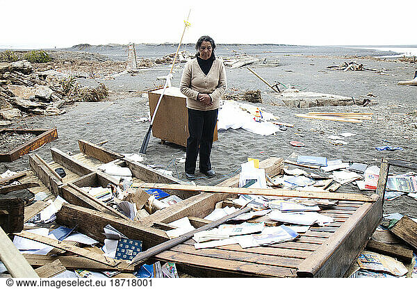 Houses are destroyed in Curanipe  Chile after an 8.8 earthquake and subsequent tsunami struck this coastal town.