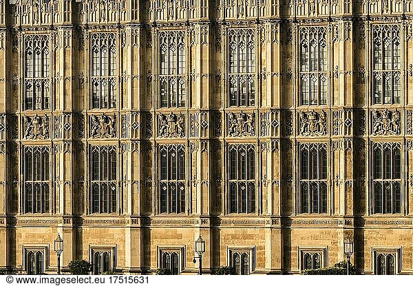 Houses of Parliament  the iconic London building and tourist attraction with bright blue sky  shot in Coronavirus Covid-19 lockdown in England  UK