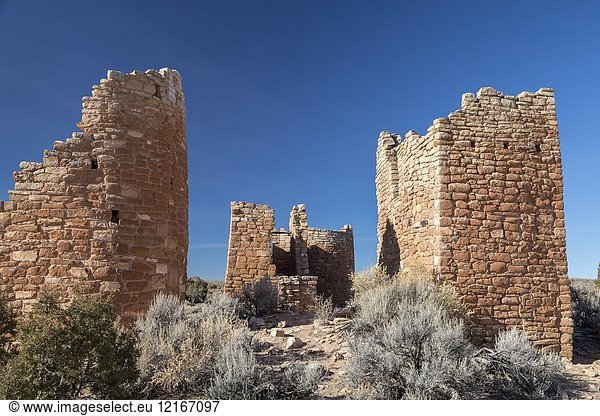 Hovenweep National Monument  Utah - Hovenweep Castle  part of the Square Tower Group of Anasazi ruins situated around Little Ruin Canyon. Most of the buildings here were constructed between 1230 and 1275 CE.