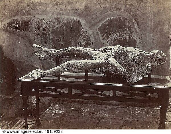 Human Cast  Pompeii  Victims of the Volcanic Eruption in 79  Illustration from 1870  Italy  Historic  digitally restored reproduction from a 19th century original  Europe