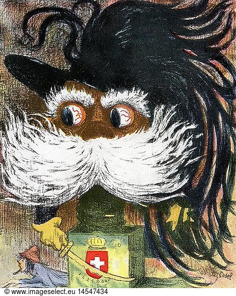 Humbert I.  14.3.1844 - 29.7.1900  KÃ¶nig von Italien 9.1.1878 - 29.7.1900  Karikatur  'Der Schreckliche'  Zeichung von Eugene Cadel  Frankreich  um 1895